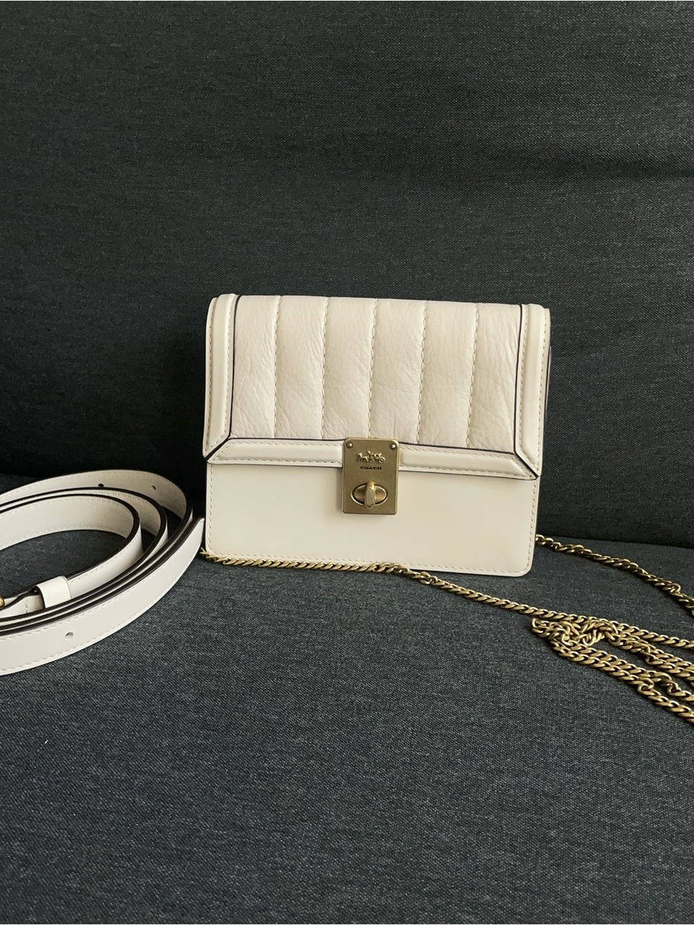 Authentic Coach Quilted Leather Belt Bag with Gold Hardware